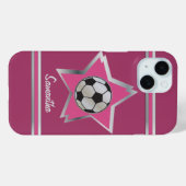 Coques Case-Mate iPhone Girly rose et Silver Effet Soccer Star (Verso (horizontal))