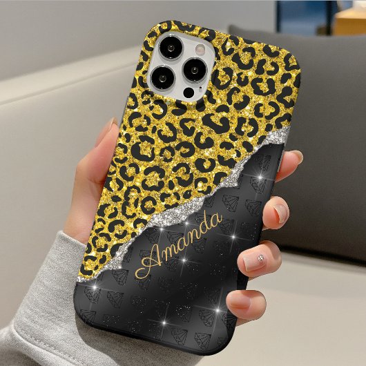 Coques Case-Mate iPhone Girly stylé faux paillettes impression d'animal Mo