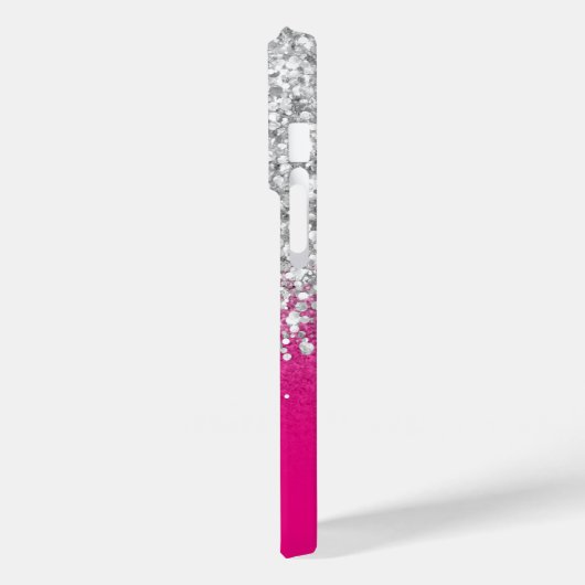 Coques Case-Mate iPhone Glam à Parties scintillant rose et argent chaud (Verso / Gauche)