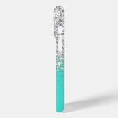 Coques Case-Mate iPhone Glam à Parties scintillant Turquoise et Argent (Verso / Gauche)