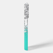 Coques Case-Mate iPhone Glam à Parties scintillant Turquoise et Argent (Verso / Droite)