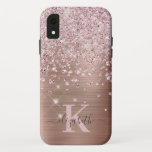 Case-Mate iPhone Case Glam Bling Rose Gold Diamond Confetti Monogramme<br><div class="desc">Elégant, Glam, Girly Shiny faux rose coque iphone de confettis en or . Doté d'un arrière - plan en métal brossé en or rose, parsemé d'or rose rose et de confettis de diamants blancs. Personnalisez avec votre nom et le monogramme initial. Remarque : ce design est un effet photo imprimé...</div>