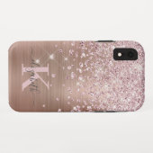 Coques Case-Mate iPhone Glam Bling Rose Gold Diamond Confetti Monogramme (Dos (Horizontal))