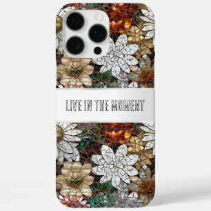 Coques iPhone 16 Pro Max Glam Champagne Or Rouge Fleurs blanches