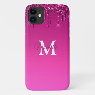 Case-Mate iPhone Case Glam & Fuchsia Ombre Parties scintillant Monogramm