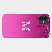 Coques Case-Mate iPhone Glam & Fuchsia Ombre Parties scintillant Monogramm (Dos (Horizontal))