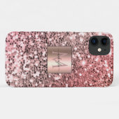 Coques Case-Mate iPhone Glam Girl Blush Pink Gitter Nom du design Monogram (Dos (Horizontal))