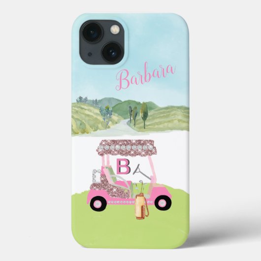 Coques Case-Mate iPhone Glam Glitz Monogramme Nom Rose Gold Golf Panier (Verso)
