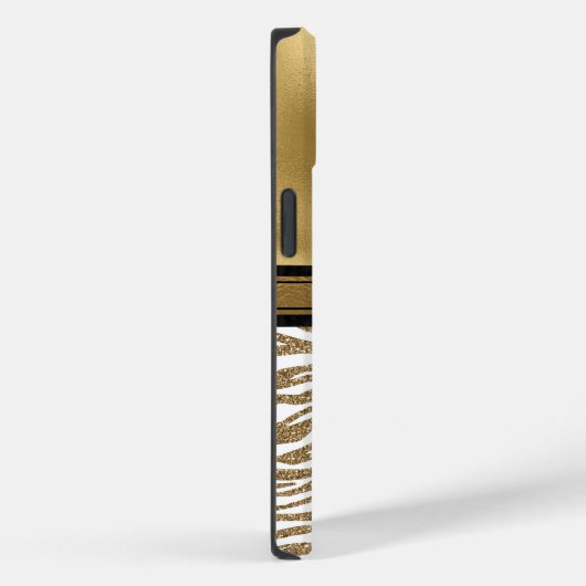 Coques Case-Mate iPhone Glam Gold Zebra Stripe Monogramme (Verso / Droite)