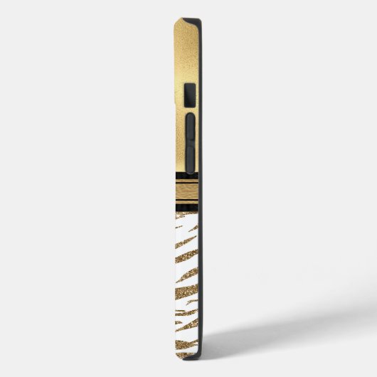 Coques Case-Mate iPhone Glam Gold Zebra Stripe Monogramme (Verso / Gauche)