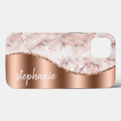 Coques Case-Mate iPhone Glam Marble Rose Rose Or Nom métallique (Verso (horizontal))