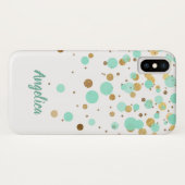 Coques Case-Mate iPhone Glam Modern Mint Gold Parties scintillant Confetti (Dos (Horizontal))