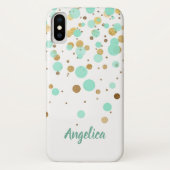 Coques Case-Mate iPhone Glam Modern Mint Gold Parties scintillant Confetti (Dos)