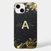 Coques Case-Mate iPhone Glam moderne brillant noir or brillant élégant (Verso)