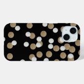 Coques Case-Mate iPhone glam noir et blanc points champagne or confetti (Verso (horizontal))