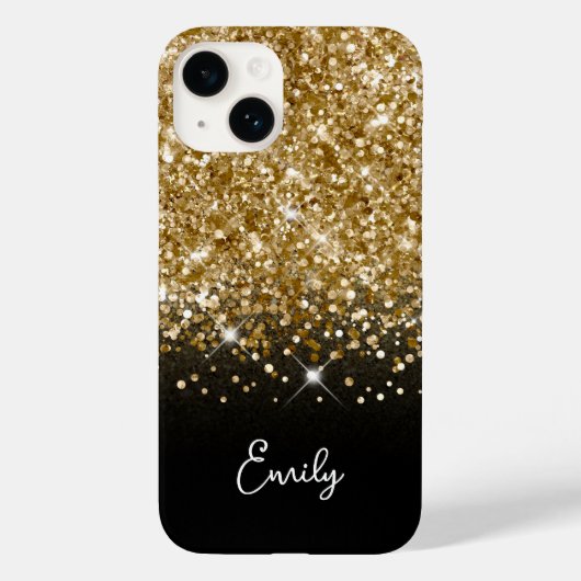 Coques Case-Mate iPhone Glam Parties scintillant noir et or (Verso)
