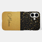 Coques Case-Mate iPhone Glam (Parties scintillant - or - cuir) (Verso (horizontal))
