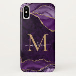 Case-Mate iPhone Case Glam Purple Gold Parties scintillant Agate Gemston<br><div class="desc">Glam moderne violet violet or Parties scintillant étincelante Agate géode Élégante feminine Monogramme Nom du script Téléphone Case</div>