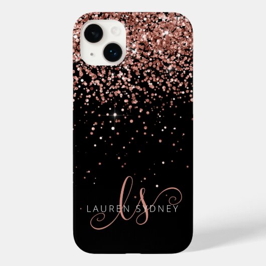 Coques Case-Mate iPhone Glam Rose Gold Parties scintillant Élégant Monogra (Verso)