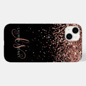 Coques Case-Mate iPhone Glam Rose Gold Parties scintillant Élégant Monogra (Verso (horizontal))