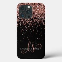 Glam Rose Gold Parties scintillant Élégant Monogra