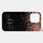 Coques Case-Mate iPhone Glam Rose Gold Parties scintillant Élégant Monogra (Verso (horizontal))