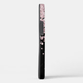 Coques Case-Mate iPhone Glam Rose noir or diamant Confetti Monogramme (Verso / Droite)