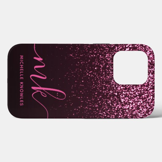 Coques Case-Mate iPhone Glam Rose Parties scintillant rose moderne Script  (Verso (horizontal))