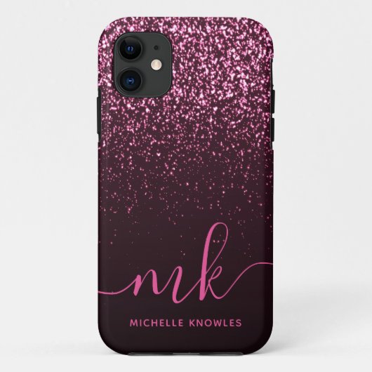 Coques Case-Mate iPhone Glam Rose Parties scintillant rose moderne Script  (Dos)
