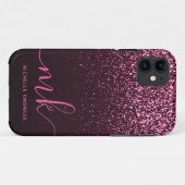 Coques Case-Mate iPhone Glam Rose Parties scintillant rose moderne Script  (Dos (Horizontal))