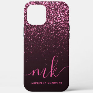 Case-Mate iPhone Case Glam Rose Rose Pailleté Monogramme Moderne Nom