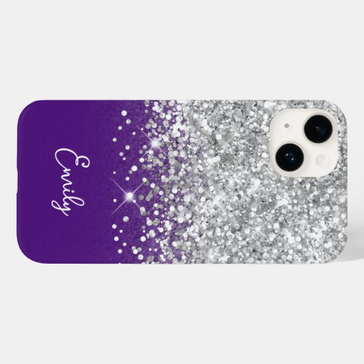 Coques Case-Mate iPhone Glam Royal Purple and Silver Parties scintillant (Verso (horizontal))