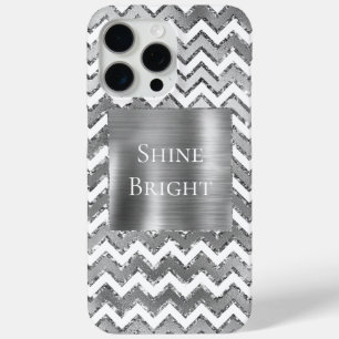 Coque iPhone 15 Pro Max Glam Silver White Zigzag Stripes