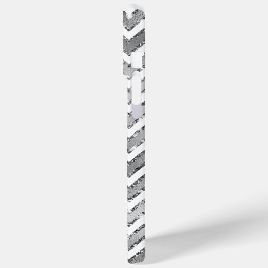 Coques Case-Mate iPhone Glam Silver White Zigzag Stripes (Verso / Gauche)