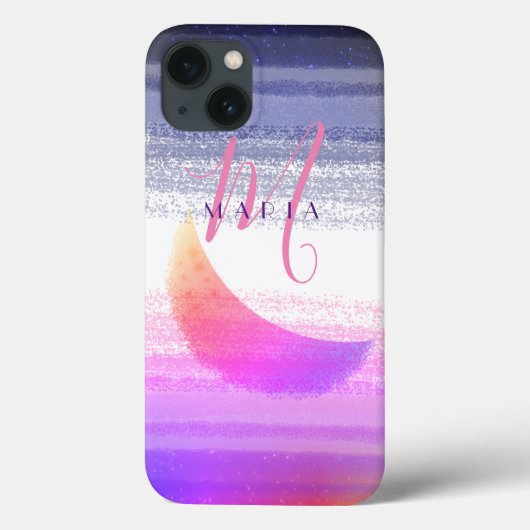 Coques Case-Mate iPhone Glamour Monogramme Abstrait de Lune Ombré de Style (Verso)
