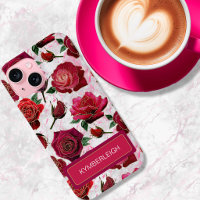 Glamour Rose Monogramme Nom en Marbre Rose Chaud V