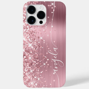 Coque Pour Pour iPhone 14 Pro Max Glamour Signature Pailleté Rose Clair