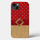 Coques Case-Mate iPhone Gliterie brillante rouge et or (Verso)