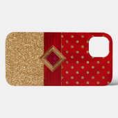 Coques Case-Mate iPhone Gliterie brillante rouge et or (Verso (horizontal))