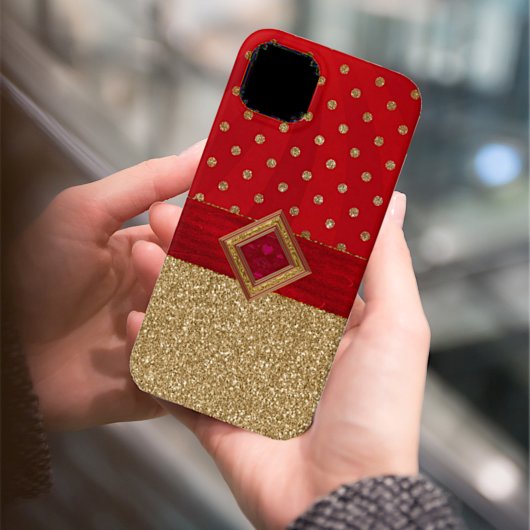 Coques Case-Mate iPhone Gliterie brillante rouge et or