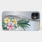 Coques Case-Mate iPhone Glitter argenté cool Ananas Fleurs tropicales (Dos (Horizontal))