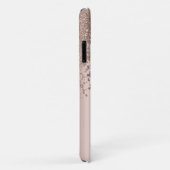 Coques Case-Mate iPhone Glitter Diamants Noir Froid Rose Monogramme Or (Dos/Droite)
