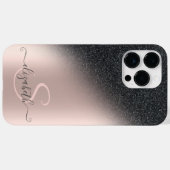 Coques Case-Mate iPhone Glitter ombre noir Cool Rose Gold Monogram  (Verso (horizontal))