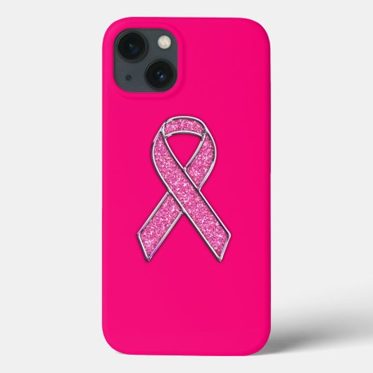 Coques Case-Mate iPhone Glitter Style Pink Ribbon Awareness Design (Verso)