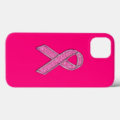 Coques Case-Mate iPhone Glitter Style Pink Ribbon Awareness Design (Verso (horizontal))
