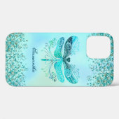 Coques Case-Mate iPhone Glitterie Abstraite turquoise (Verso (horizontal))