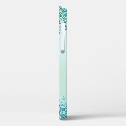 Coques Case-Mate iPhone Glitterie Abstraite turquoise (Verso / Gauche)