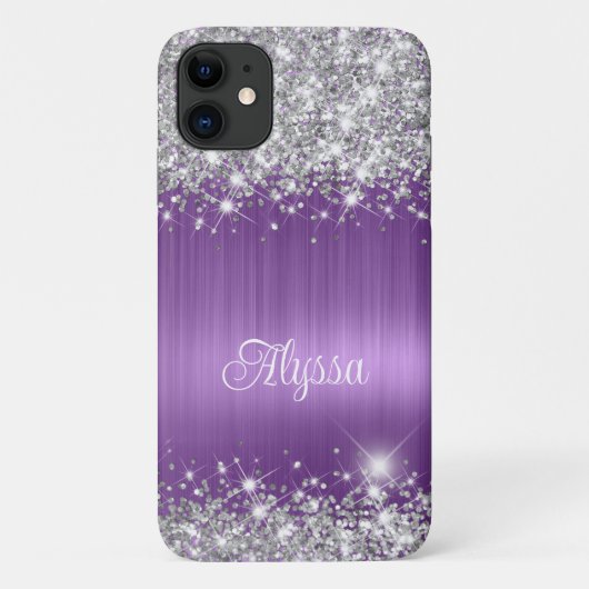 Coques Case-Mate iPhone Glitterie chic Améthyste pourpre Nom (Dos)