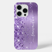 Coques Case-Mate iPhone Glitterie Lumière Violet Glam Girl Signature (Verso)