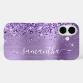 Coques Case-Mate iPhone Glitterie Lumière Violet Glam Girl Signature (Verso (horizontal))